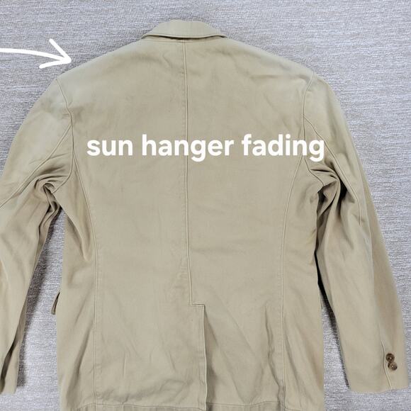 Vintage Polo Ralph Lauren 3 Button Blazer Jacket Mens 42R Khaki Tan Cotton Twill - Picture 10 of 16